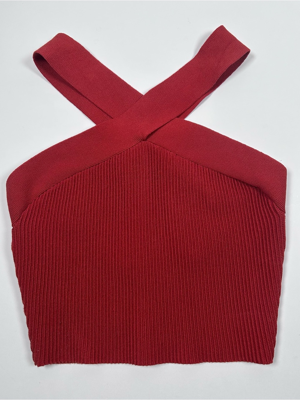 Aritzia Babaton Sculpt Knit Criss Cross Crop Going Out Top Corsa Red XS